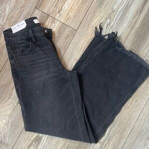 Vervet Olivia Black Raw-Hem Wide Leg Jeans